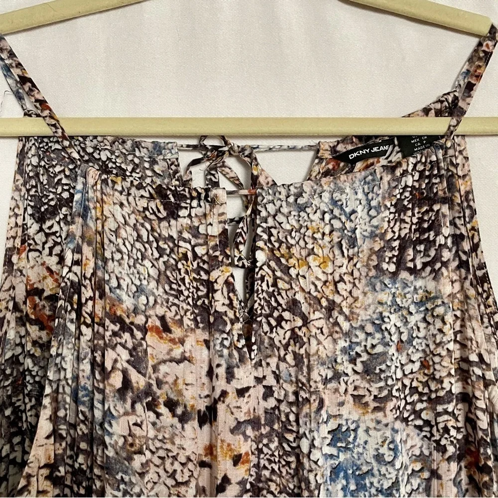 DKNY Boho Printed Midi Dress Artsy Handkerchief Hemline - Picture 6 of 15